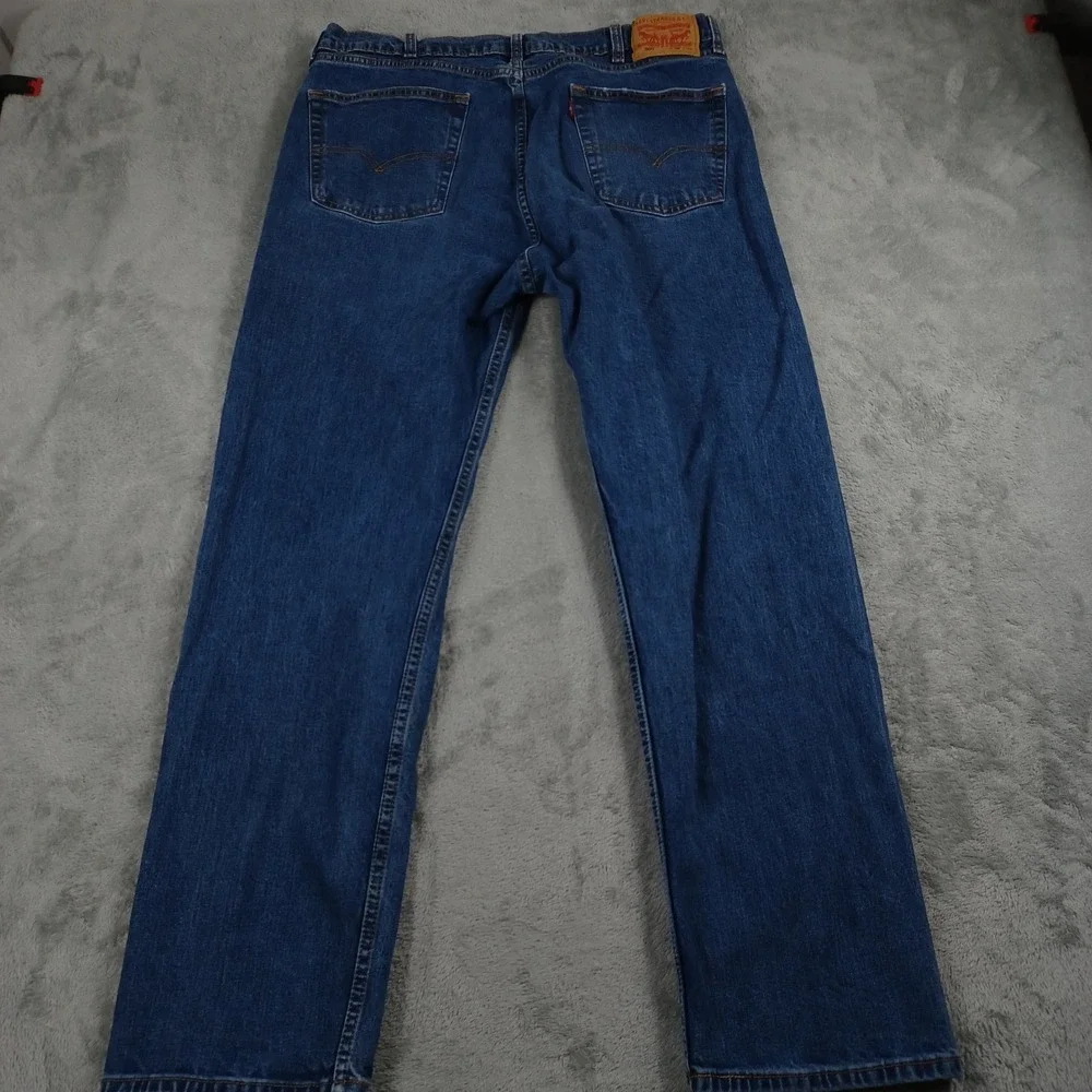 Levis 505 Jeans Mens 38x32 Blue Denim‎ Distressed Straight Modern Casual